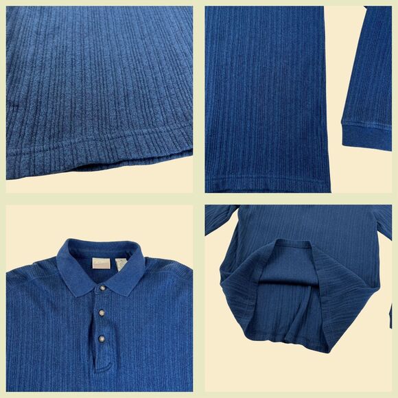 90s long sleeve blue polo shirt by Fieldmaster, vintage size M 1990s shirt - Picture 6 of 8
